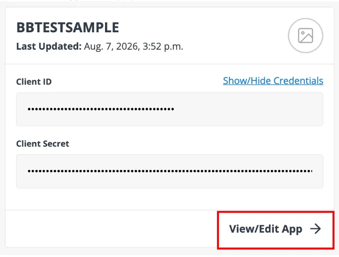 view edit app button